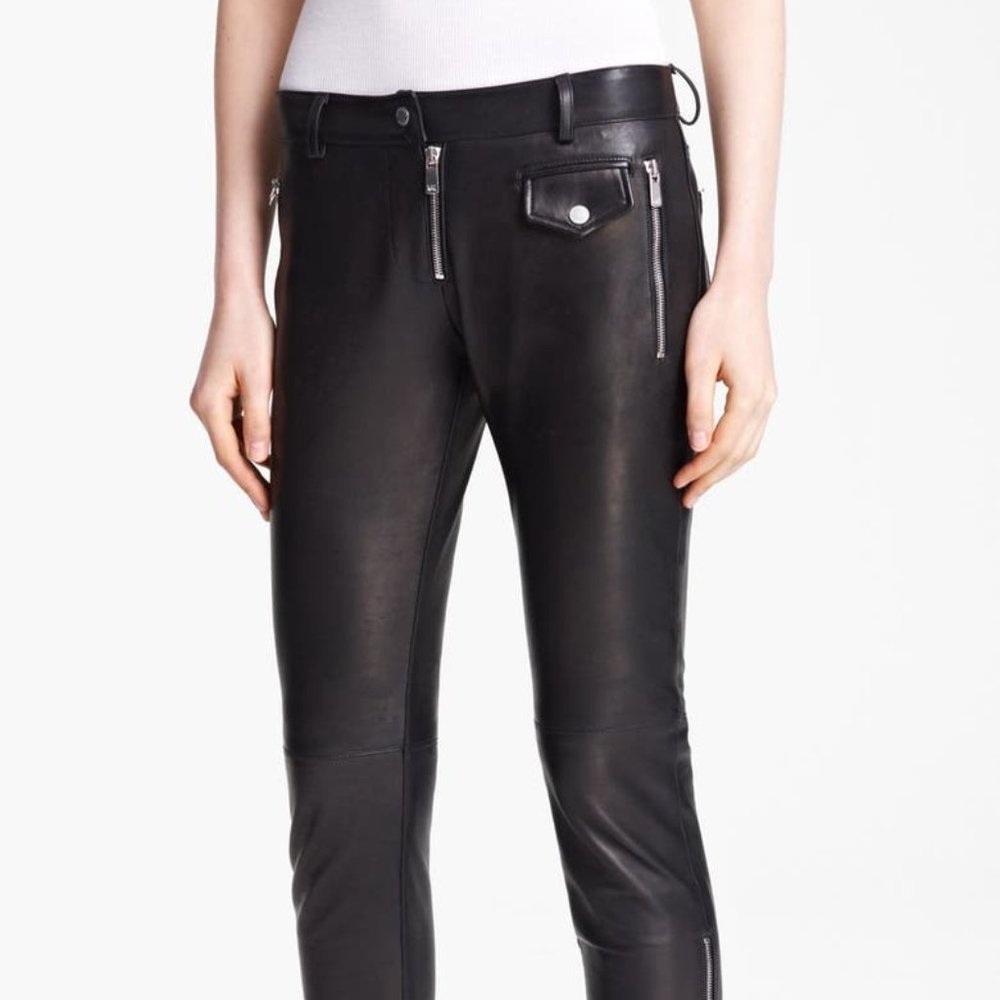 MICHAEL KORS COLLECTION Leather Cropped Pants 0 XS
